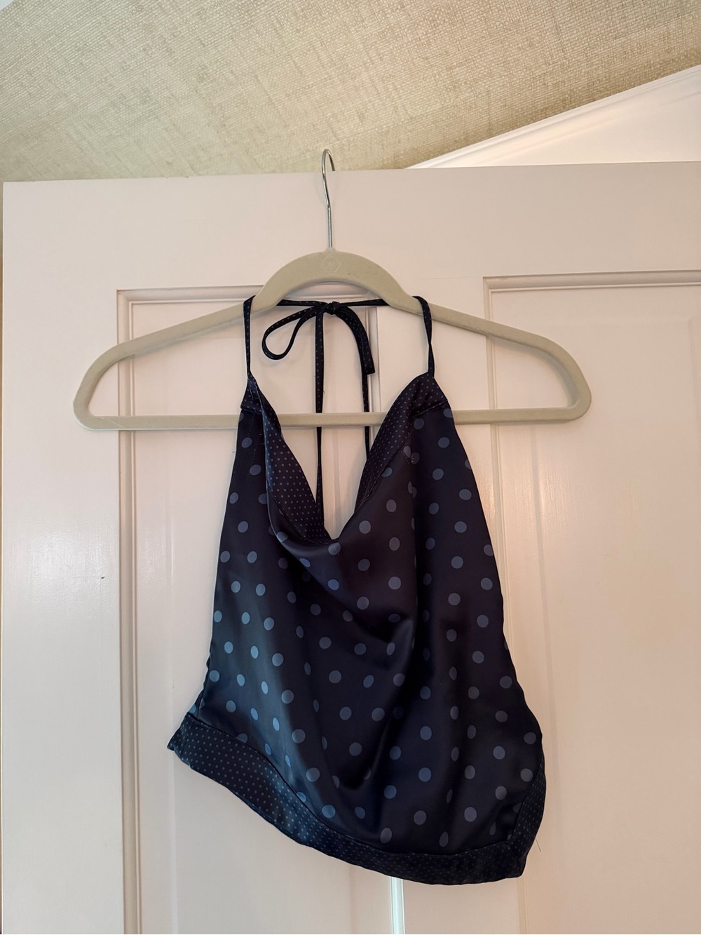 Camila Coelho - Pauleta Top in Navy Polka Dot, Size Extra Small